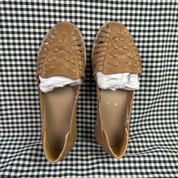 Nisolo Shoes - Nisolo Almond Brown Minimalist Leather Huarache Flat Sandal Women's Size 6.5